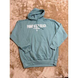 Panama City Beach Florida Hoodie, Large, Seafoam Dusty Teal Blue, Fleece Pullove